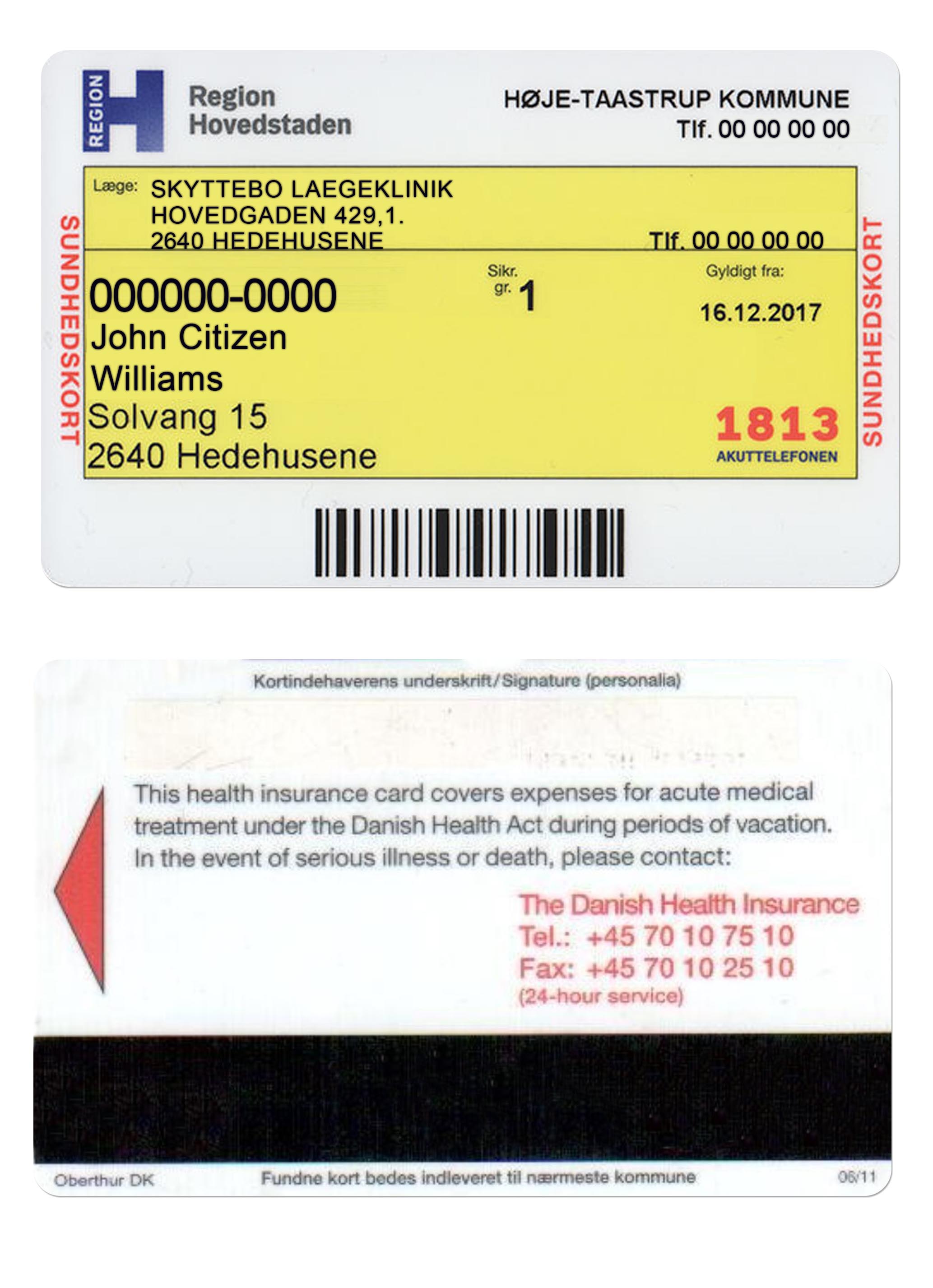 DENMARK health insurance card